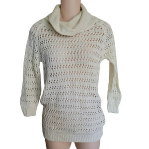 Pink Angel Love White Gold Metallic Cowl Neck Sweater Size Women's Small NEW